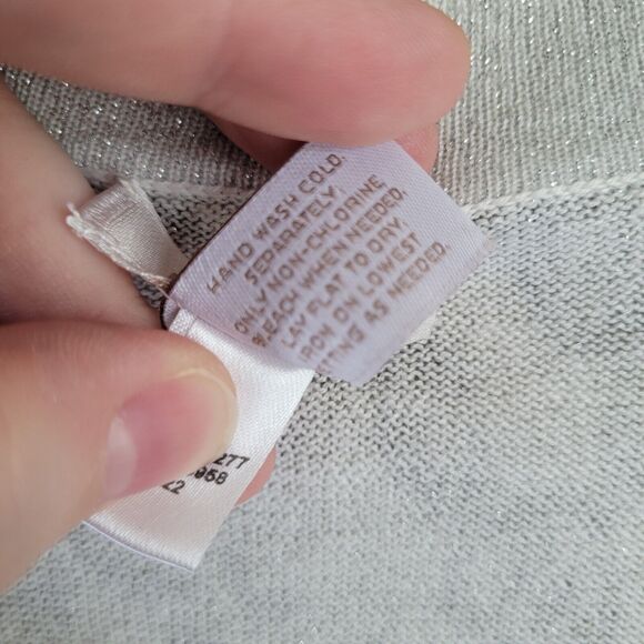 Chicos Womens Cardigan Sweater Size XL Silver Metallic Leopard Print Open Front - Picture 3 of 10